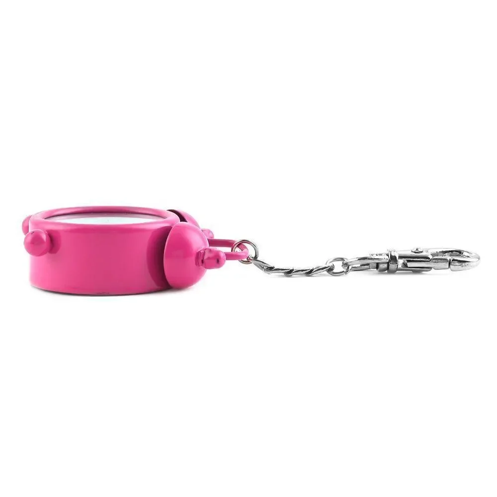 DISNEY Minnie Mouse Glitter Bow Clock Quartz Movement Watch Keychain in Pink